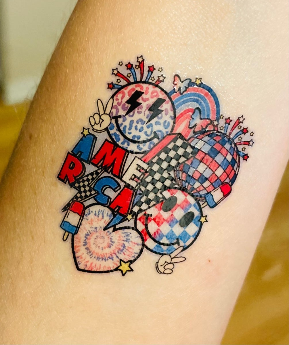 USA Collage Temporary Tattoos