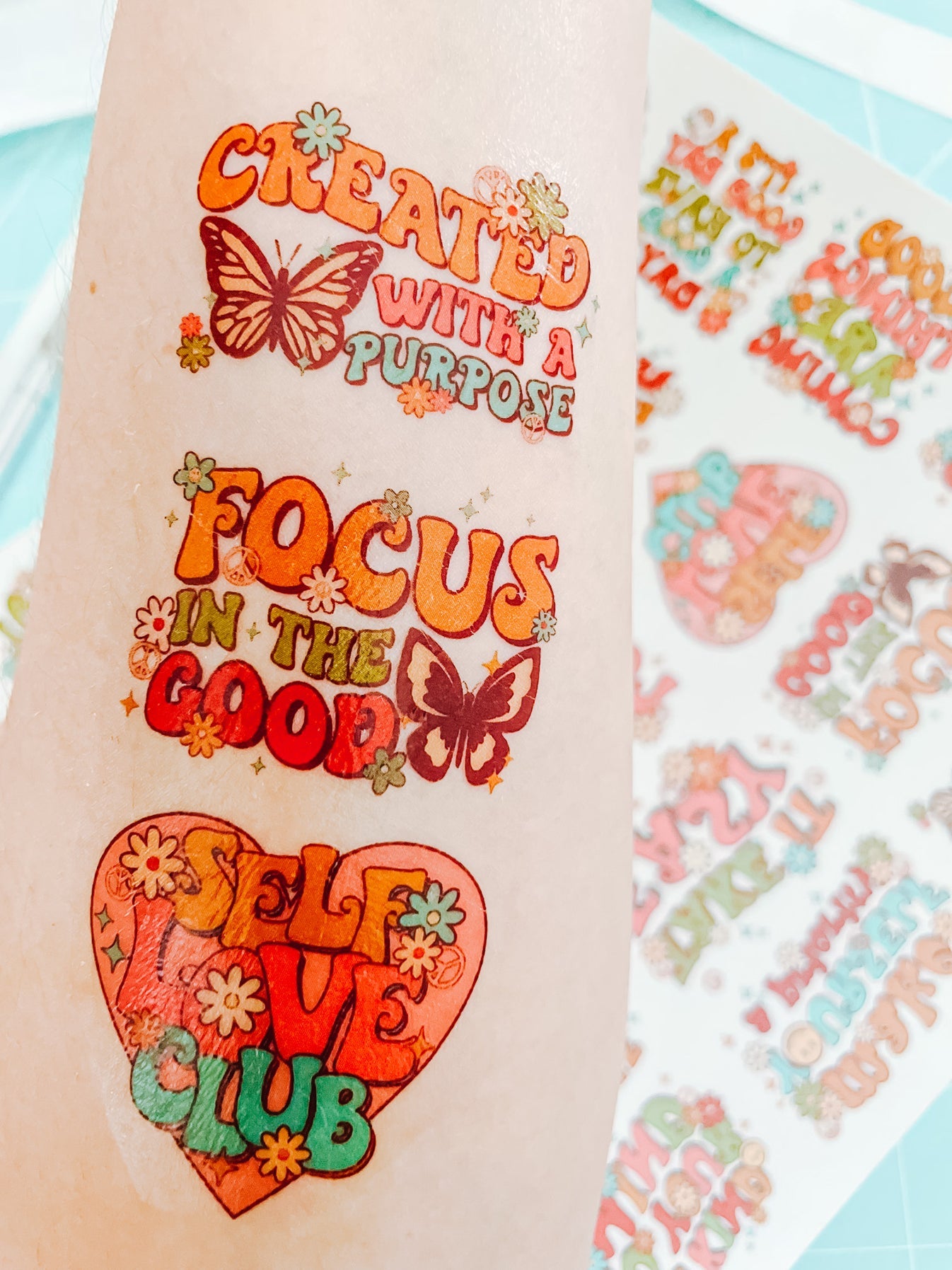 Retro Mental Health Temporary Tattoos