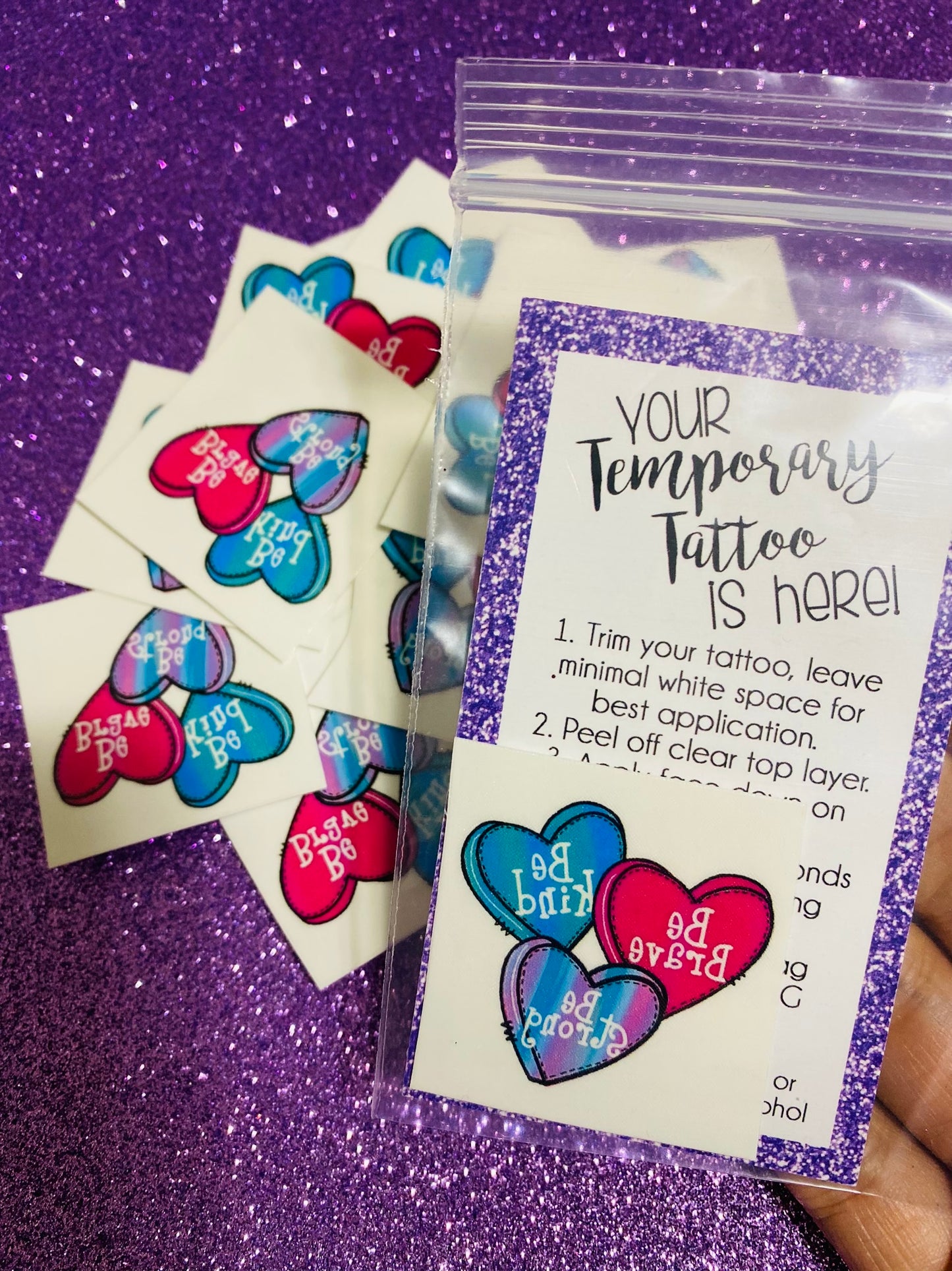 Be Brave Hearts Temporary Tattoos