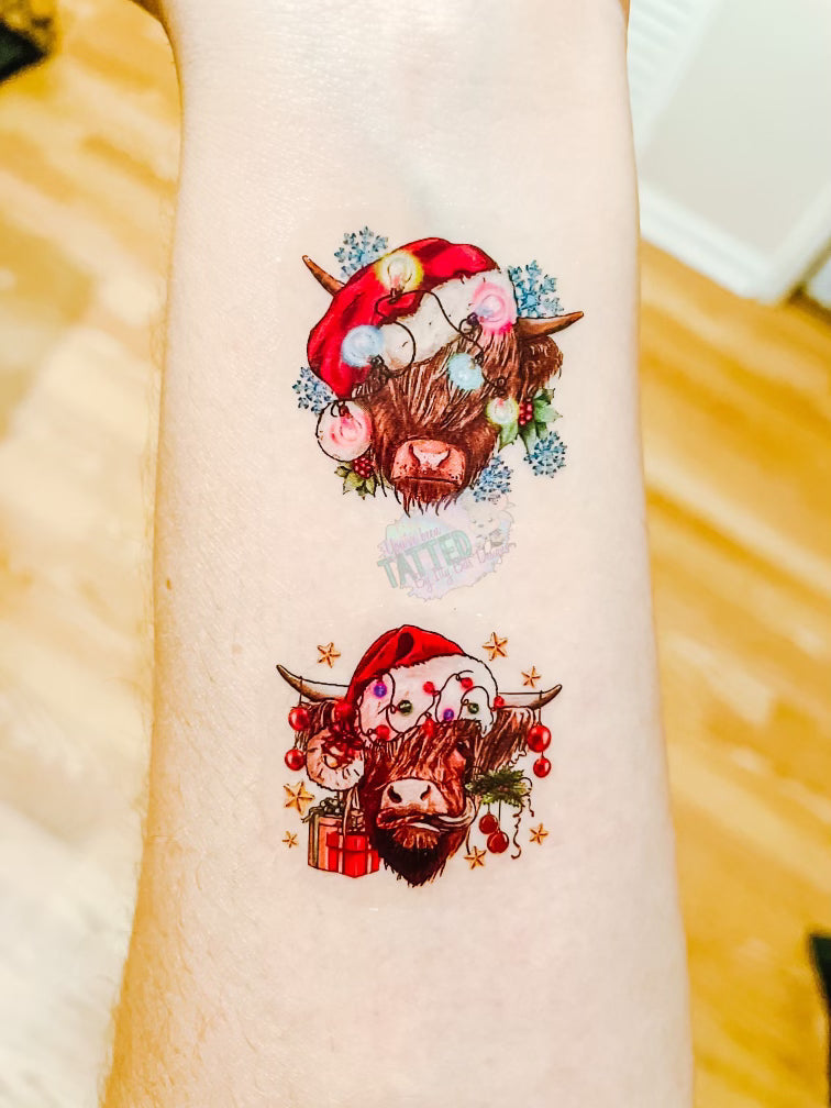 Merry COW-mas Temporary Tattoos