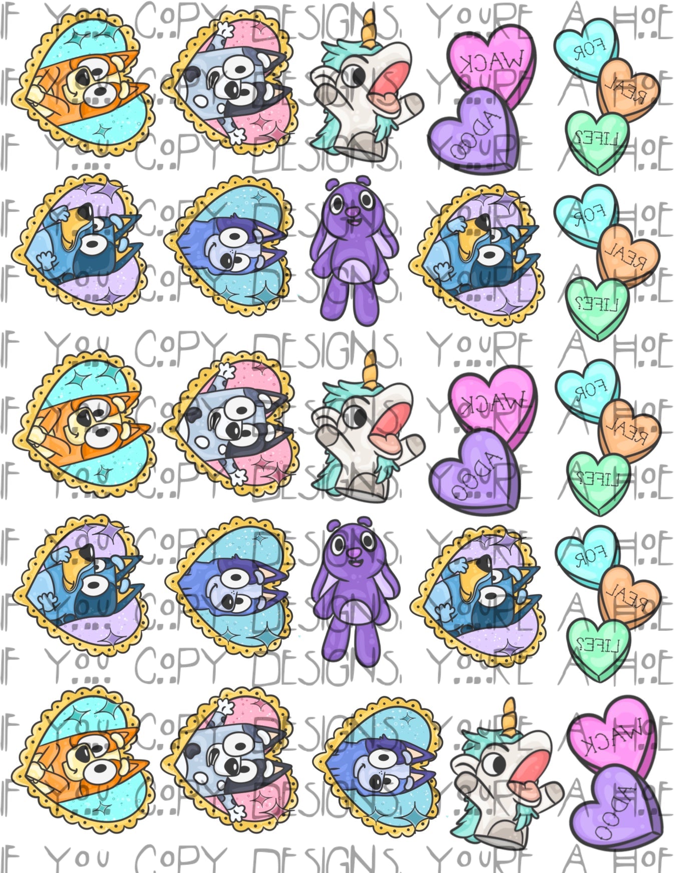 Blue Pup Hearts Temporary Tattoos