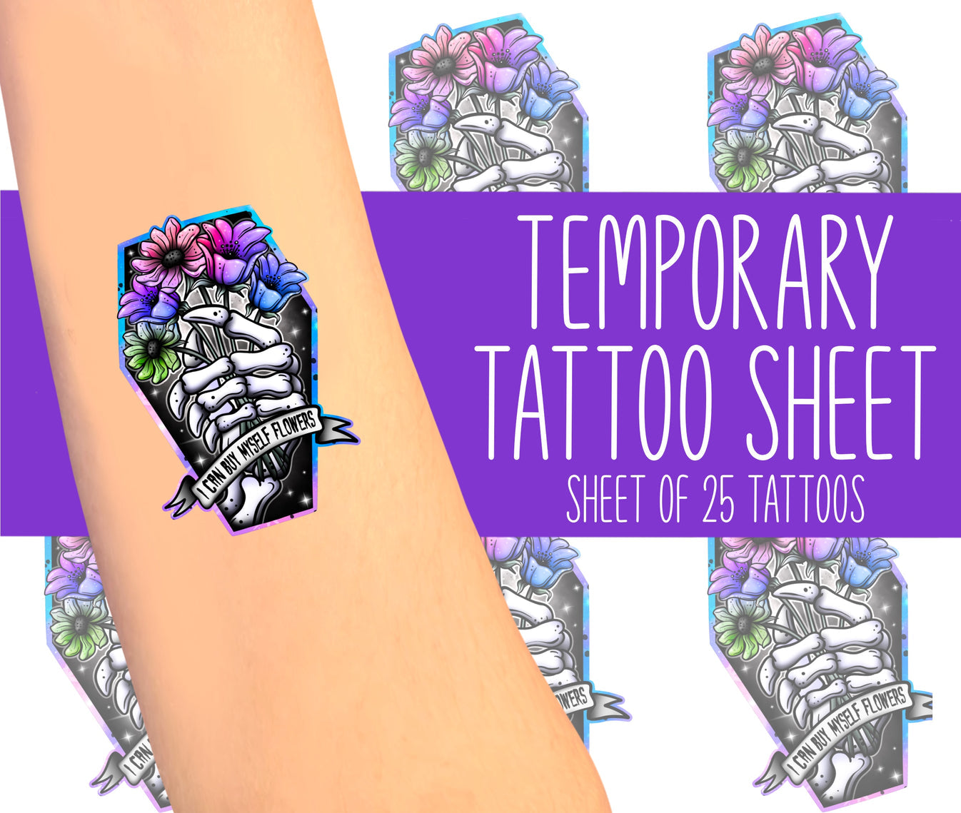 Floral Coffin By Milkteef Designs Designs Temporary Tattoos