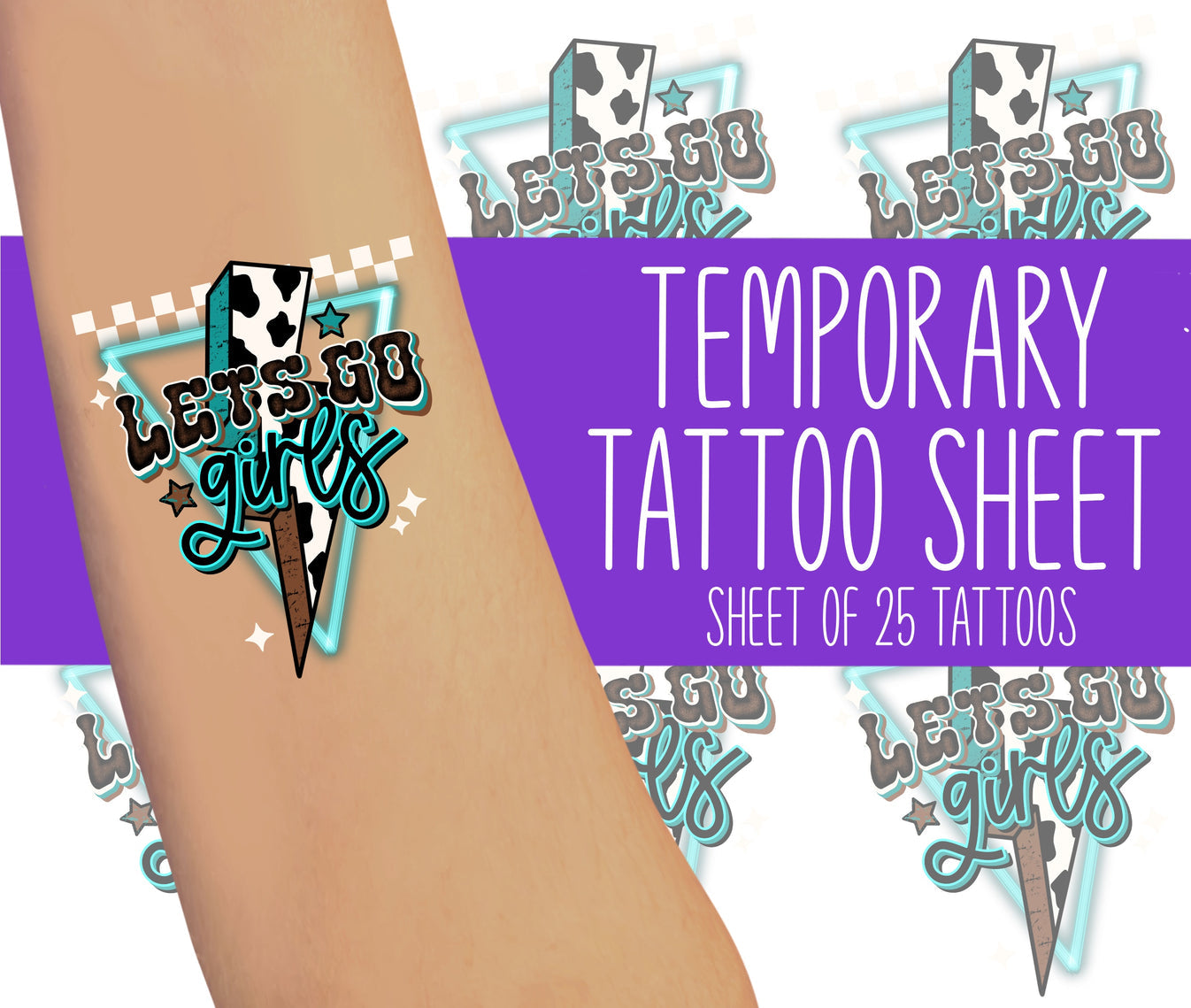 Western Let’s Go Girls Temporary Tattoos
