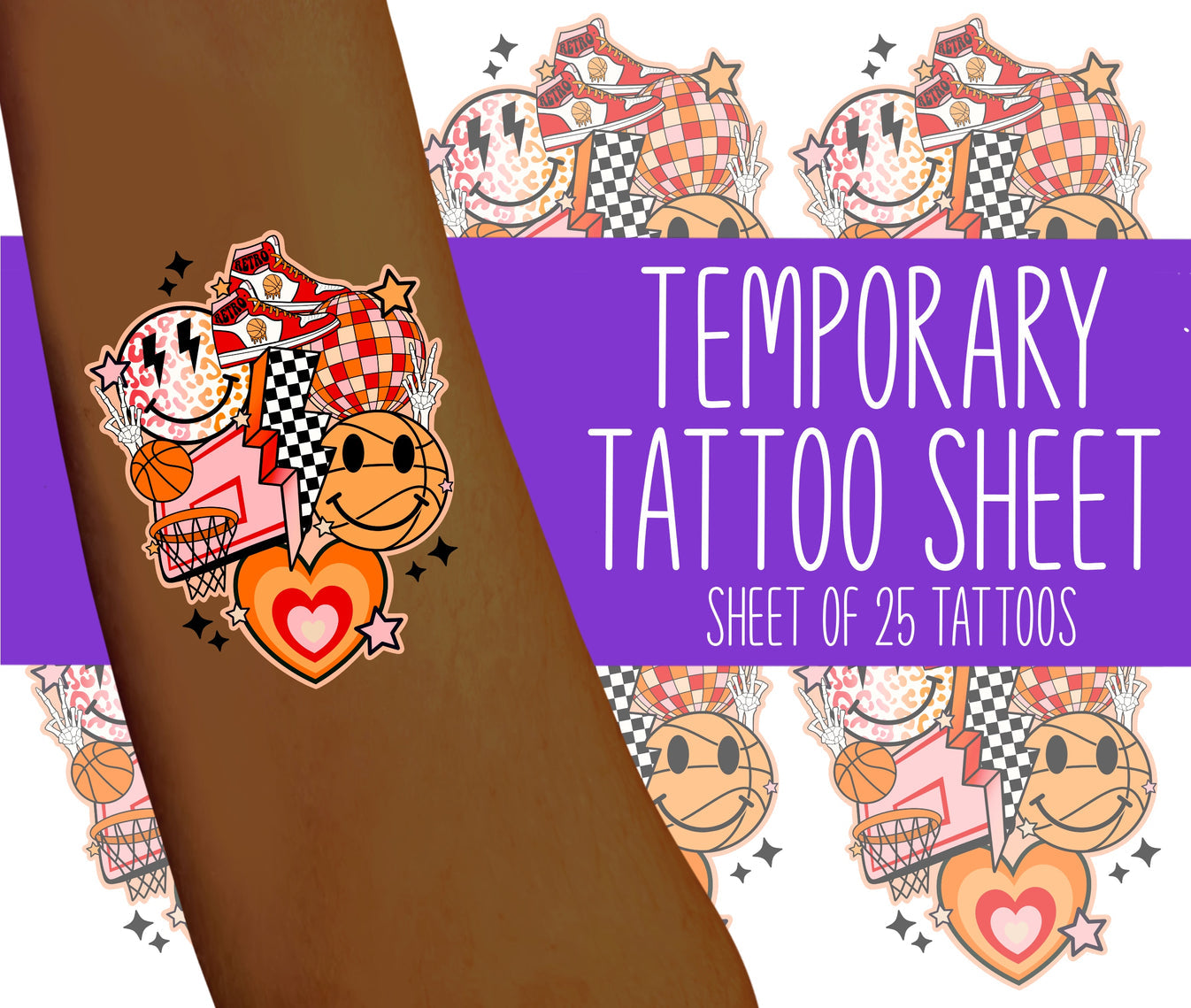 Basketball Collage Temporary Tattoos
