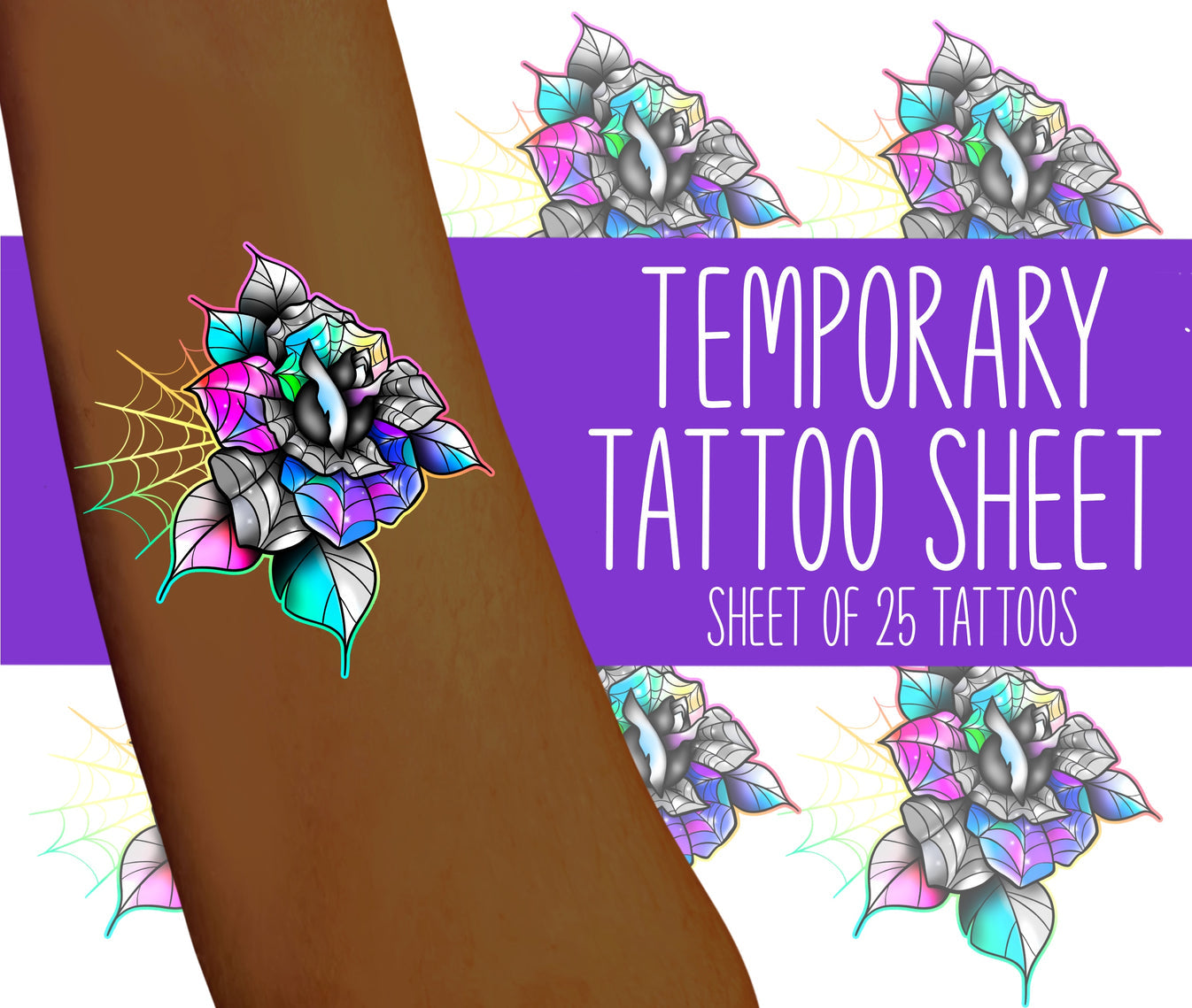 Nevermore Rose Temporary Tattoos