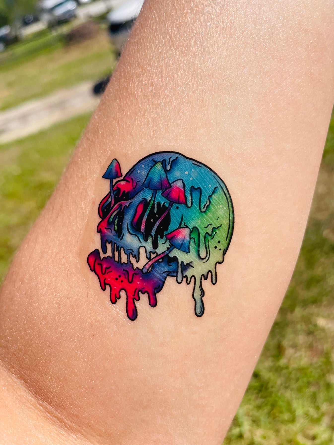 Psychedelic Skull Temporary Tattoos