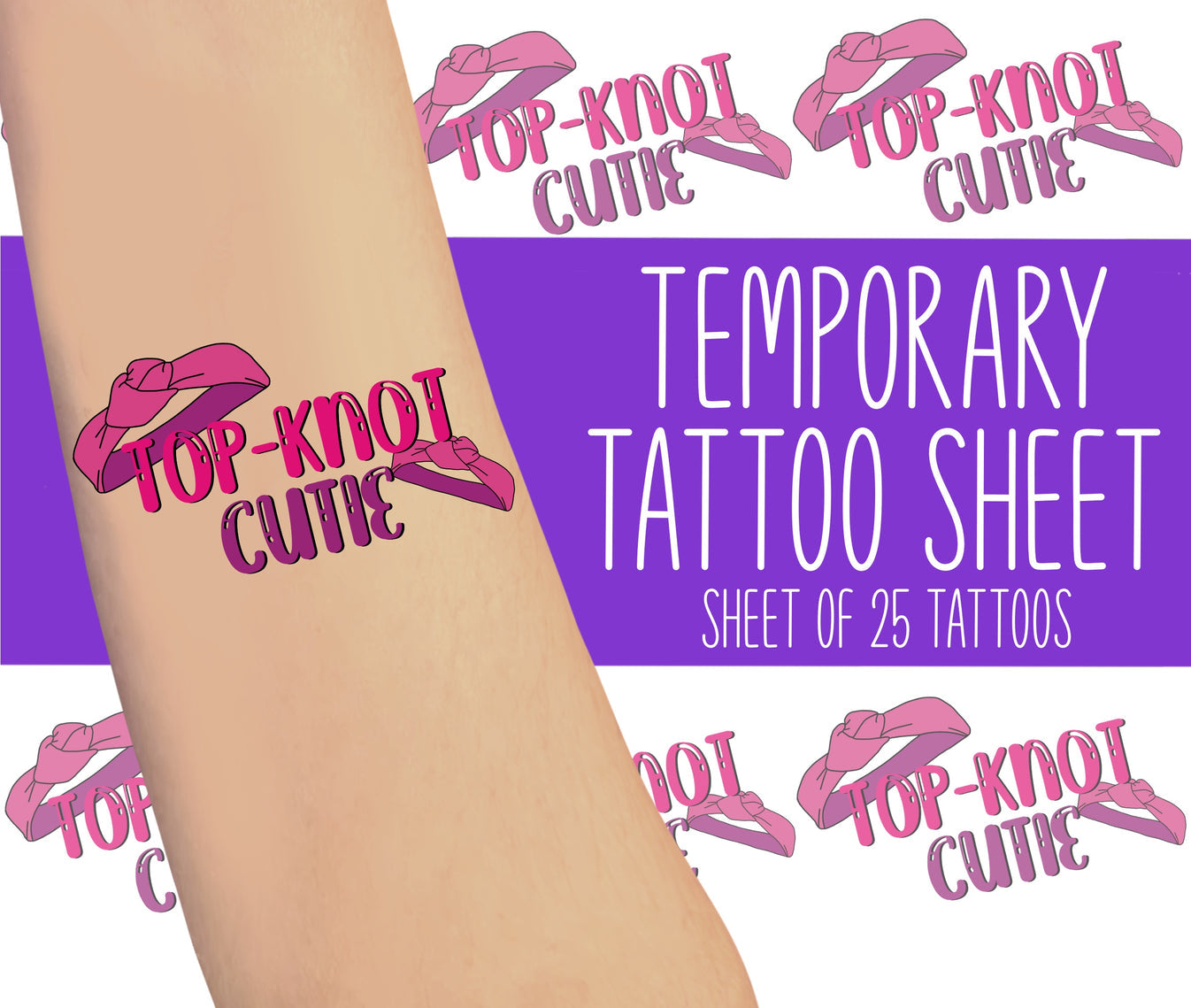 Top Knot Cutie Temporary Tattoos
