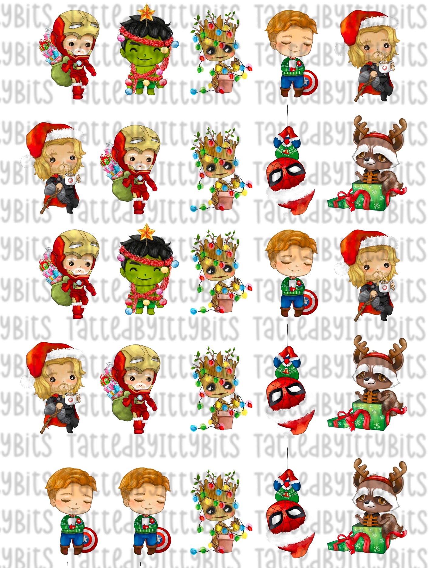 Holiday Superhero Mix Temporary Tattoos