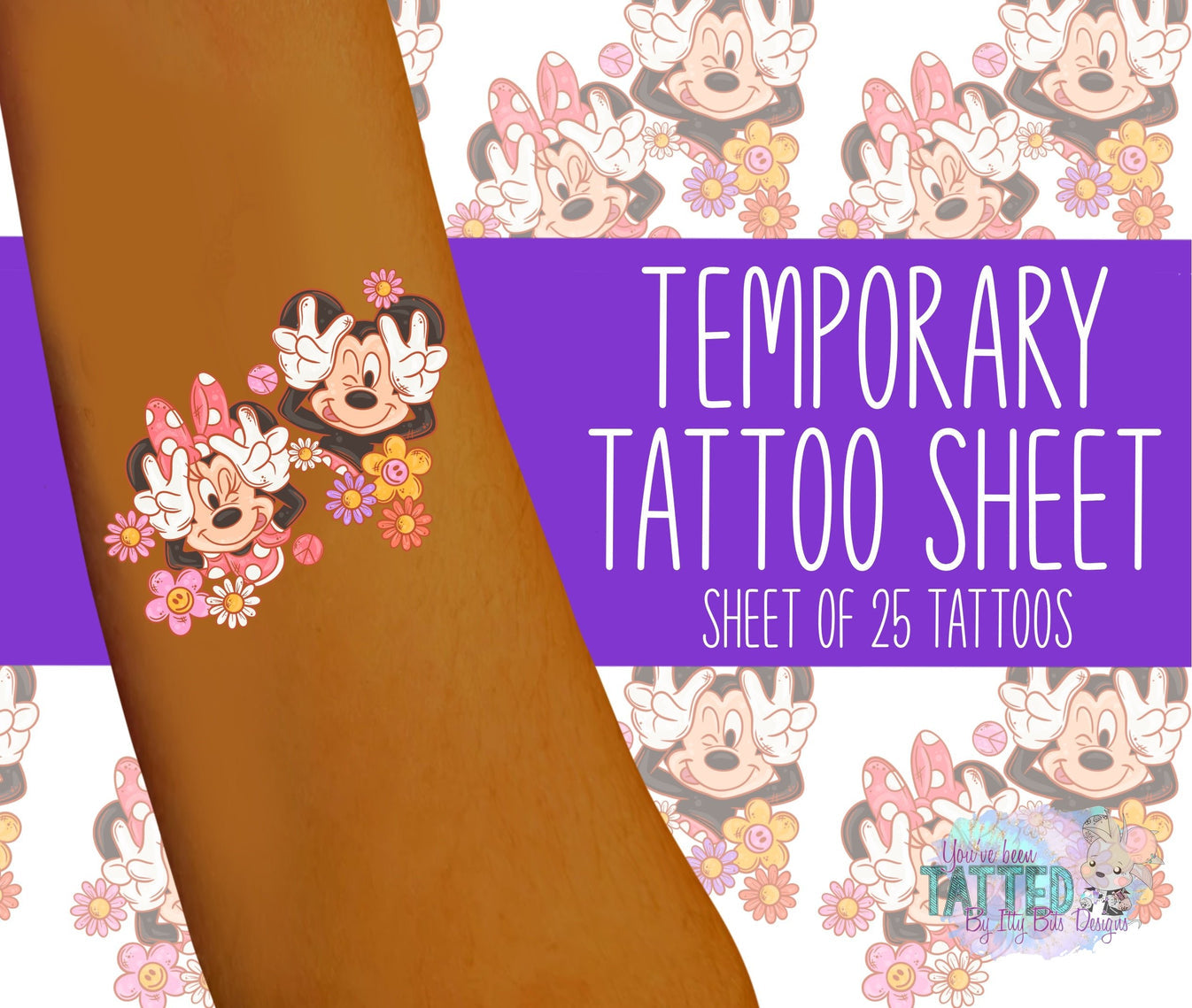 Spring Mouse Love By Pixelcass Temporary Tattoos