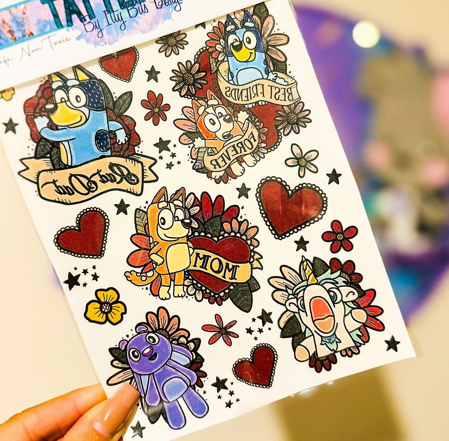 Floral Blue Pup Family 5x7 Sheets - MOQ 10