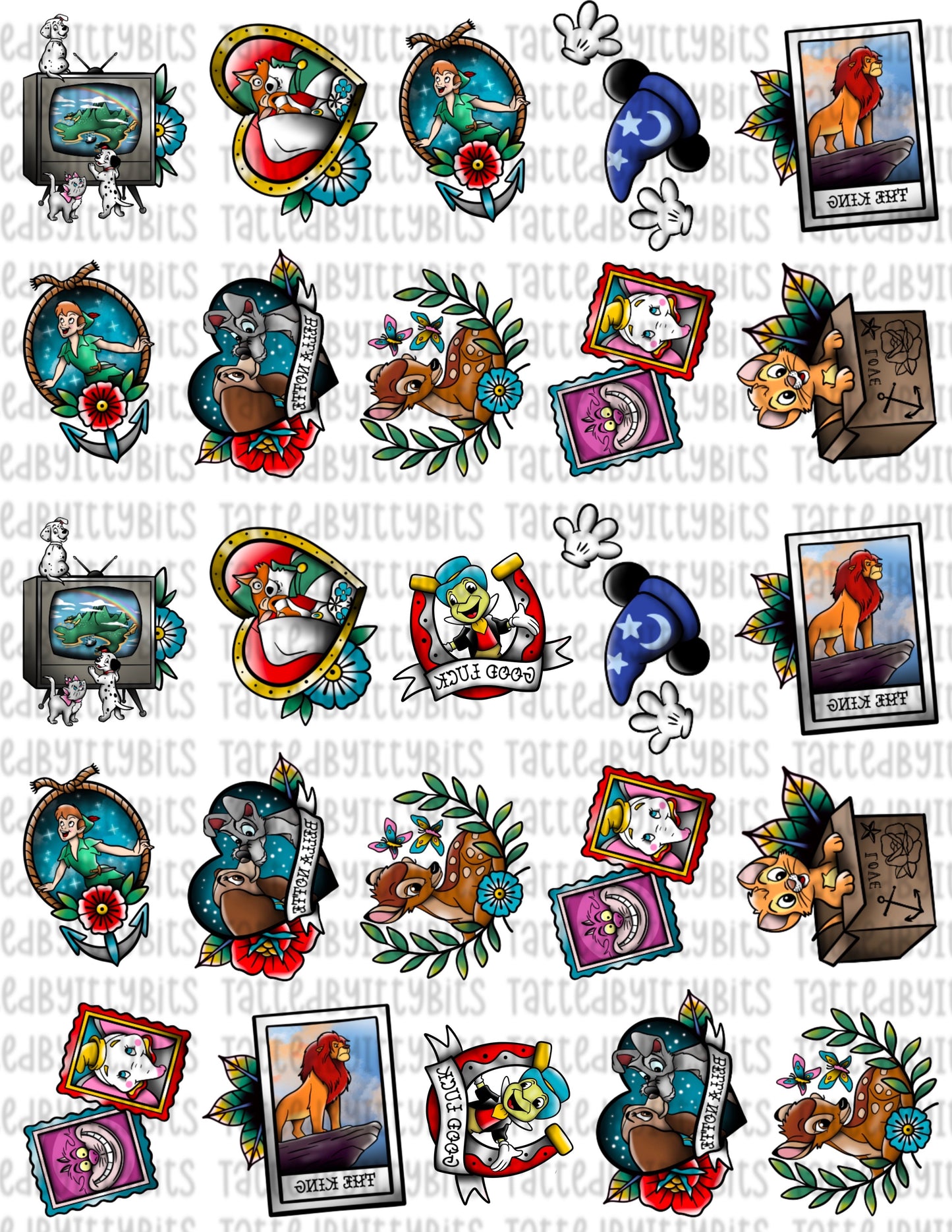 Tatted Magical Character Mix Temporary Tattoos