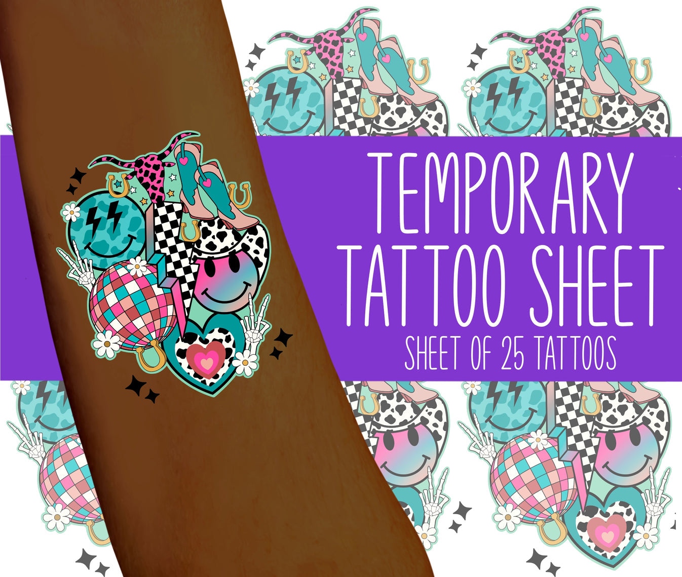 Western Glam Collage Temporary Tattoos