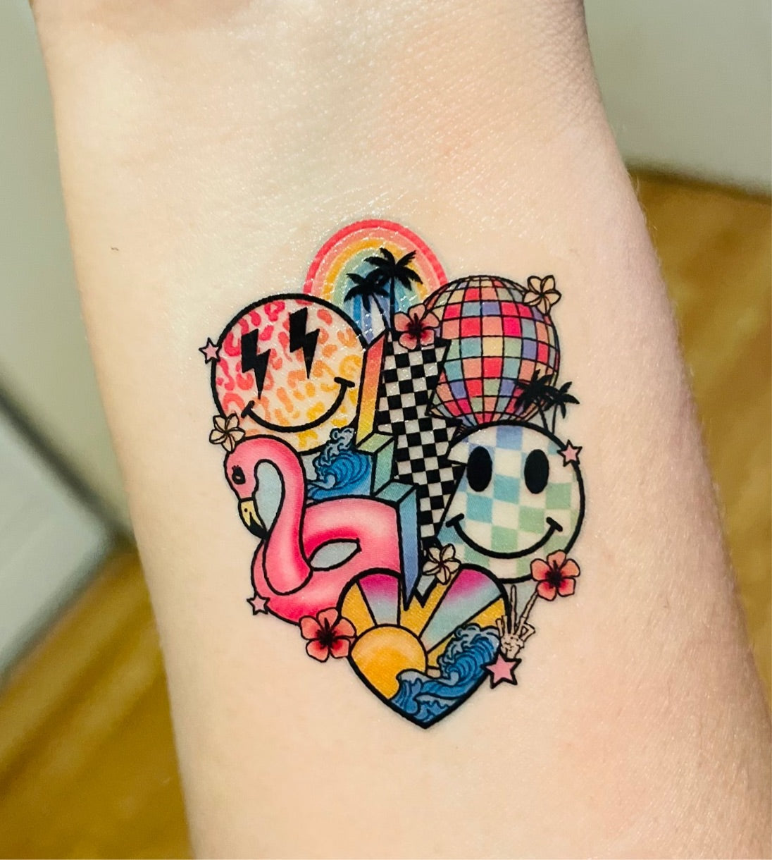 Retro Summer Collage Temporary Tattoos