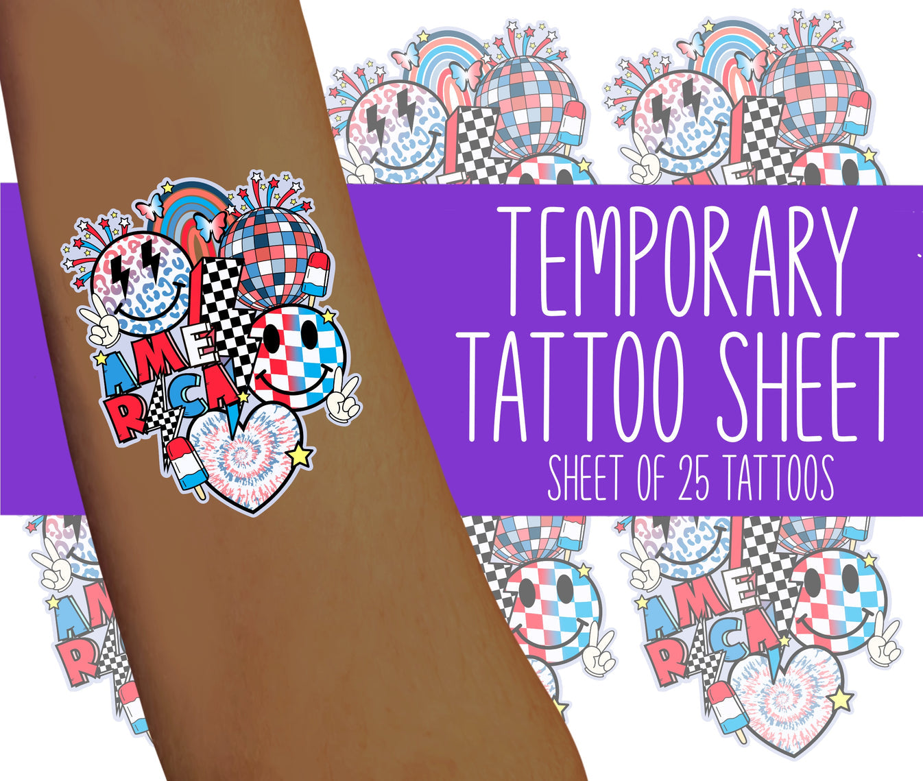 USA Collage Temporary Tattoos