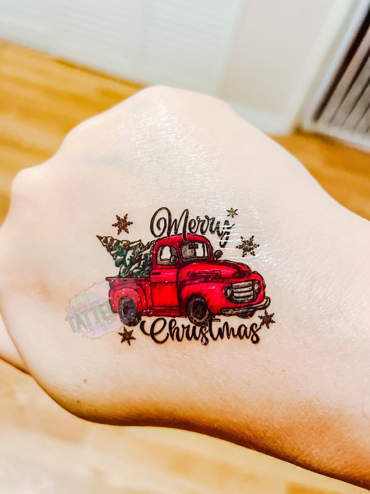 Christmas Truck Temporary Tattoos