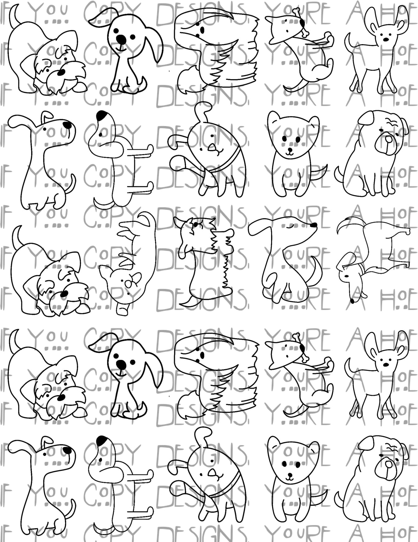 Dogs Line Art Temporary Tattoos