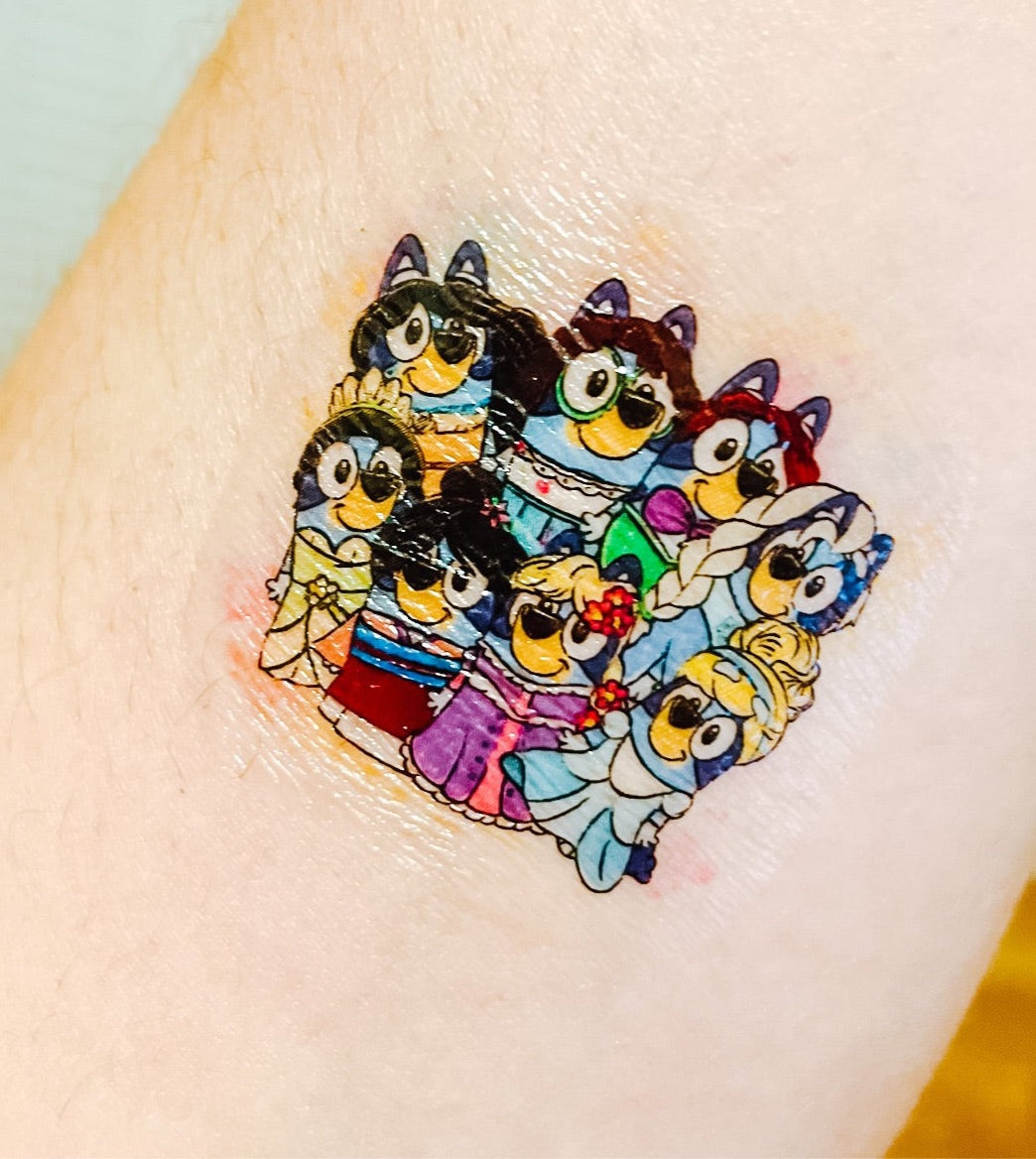 Princess Blue Pups By Stitchin’ Sammy Temporary Tattoos