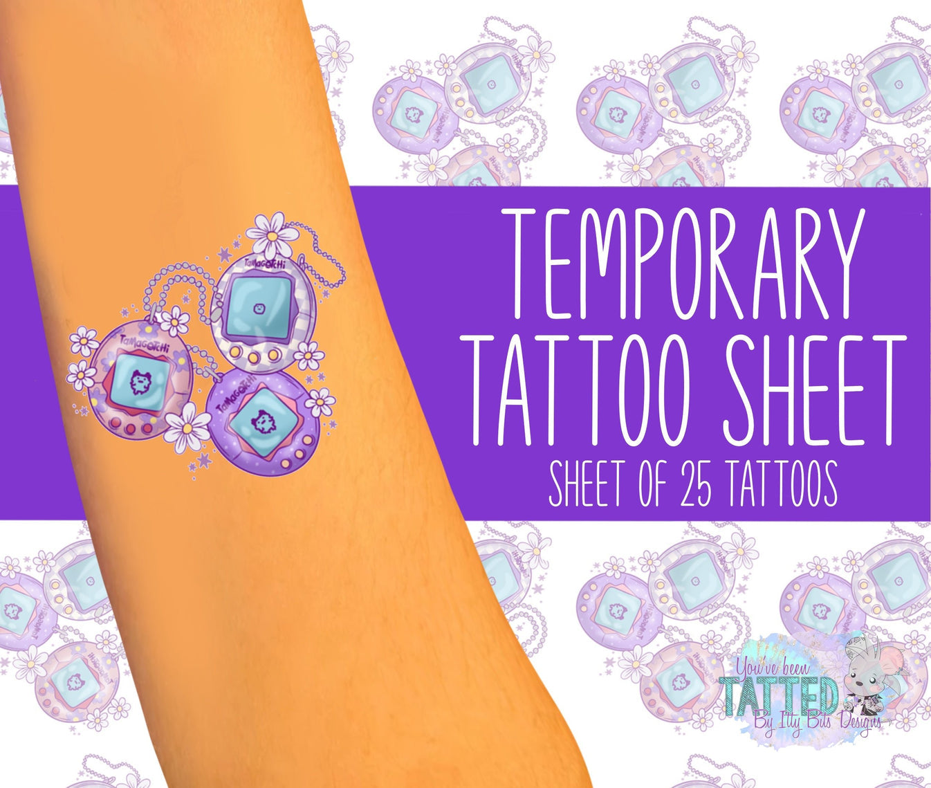 90’s Digital Pet By Pixelcass Temporary Tattoos