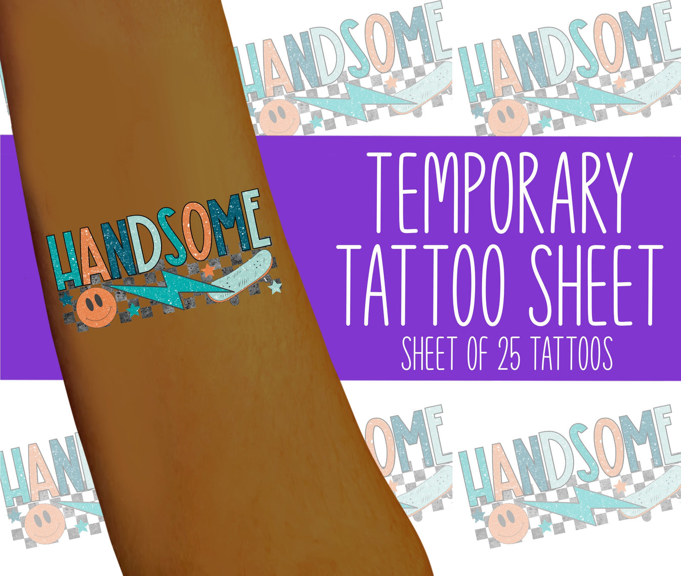 Handsome By Scarlow Digital Temporary Tattoos