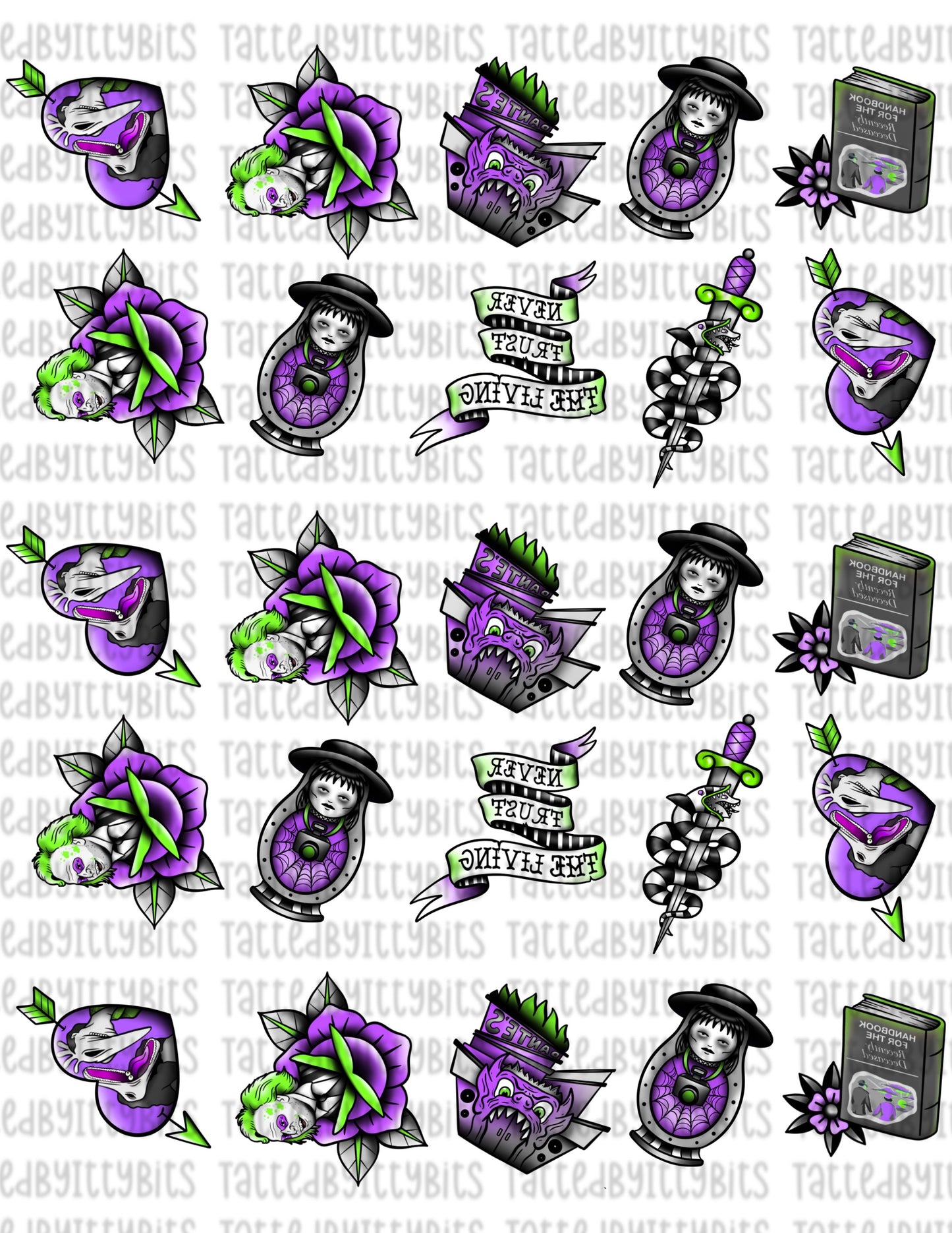 Tatted Beetle Mix Temporary Tattoos