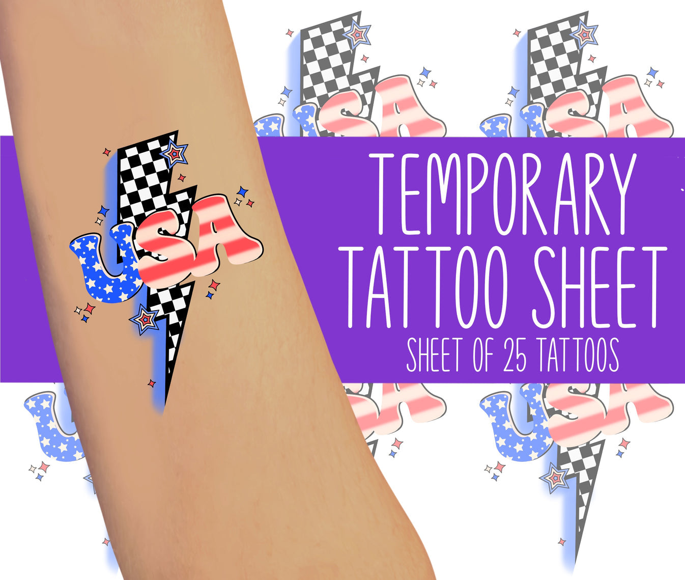 USA Vibes Temporary Tattoos