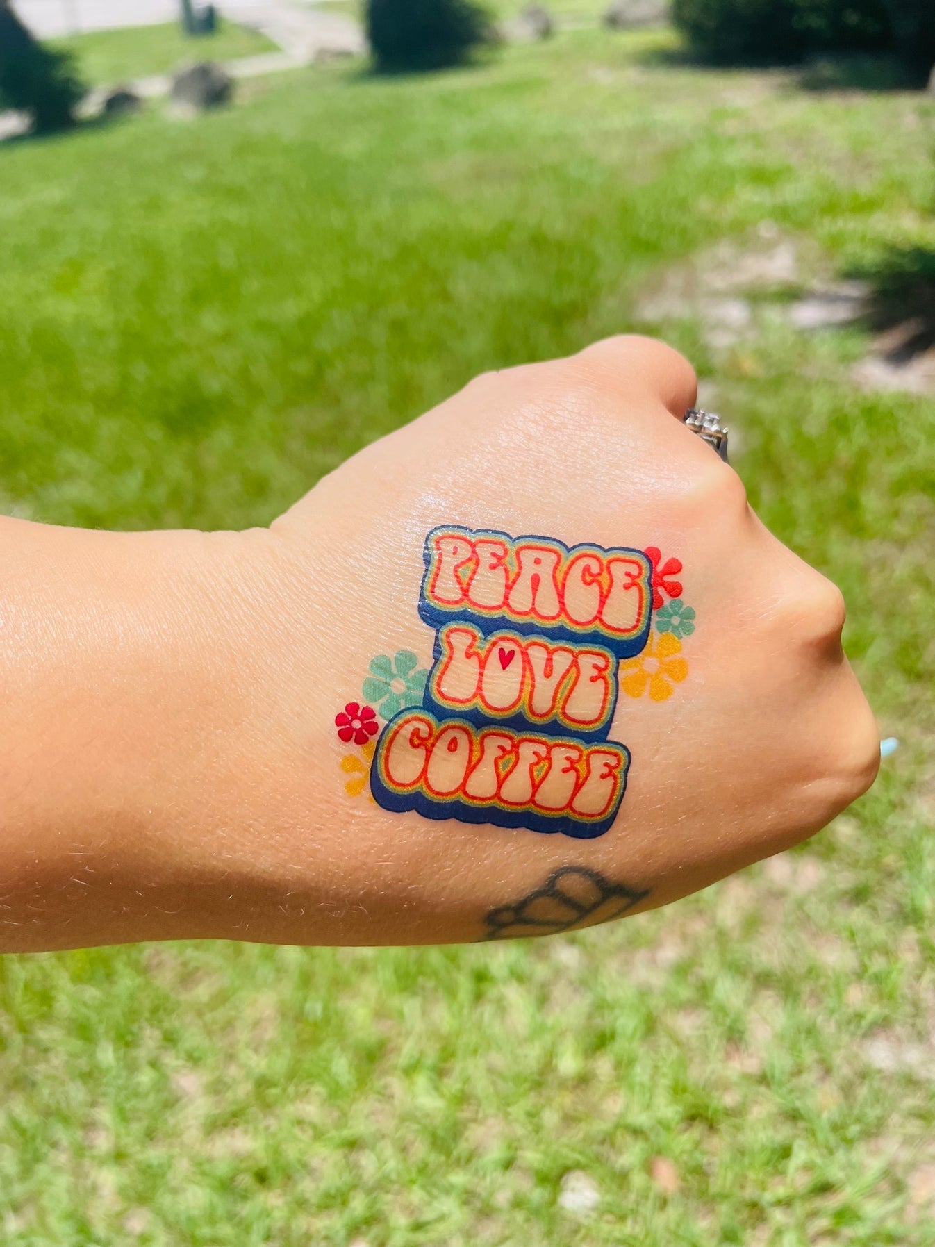 Peace Love Coffee Temporary Tattoos