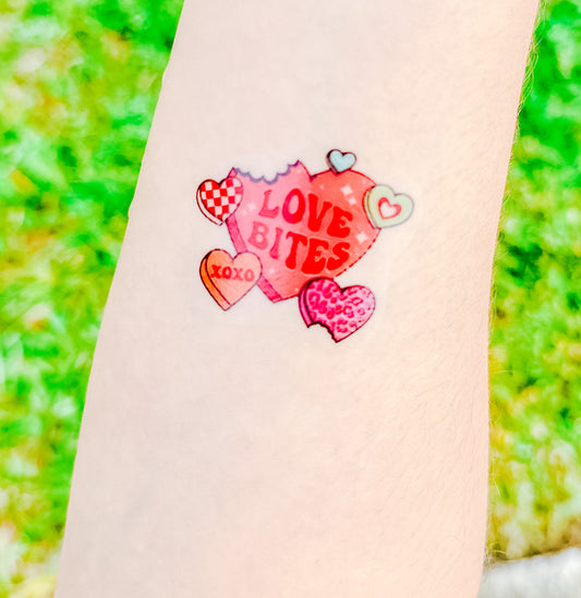 Love Bites Hearts Temporary Tattoos