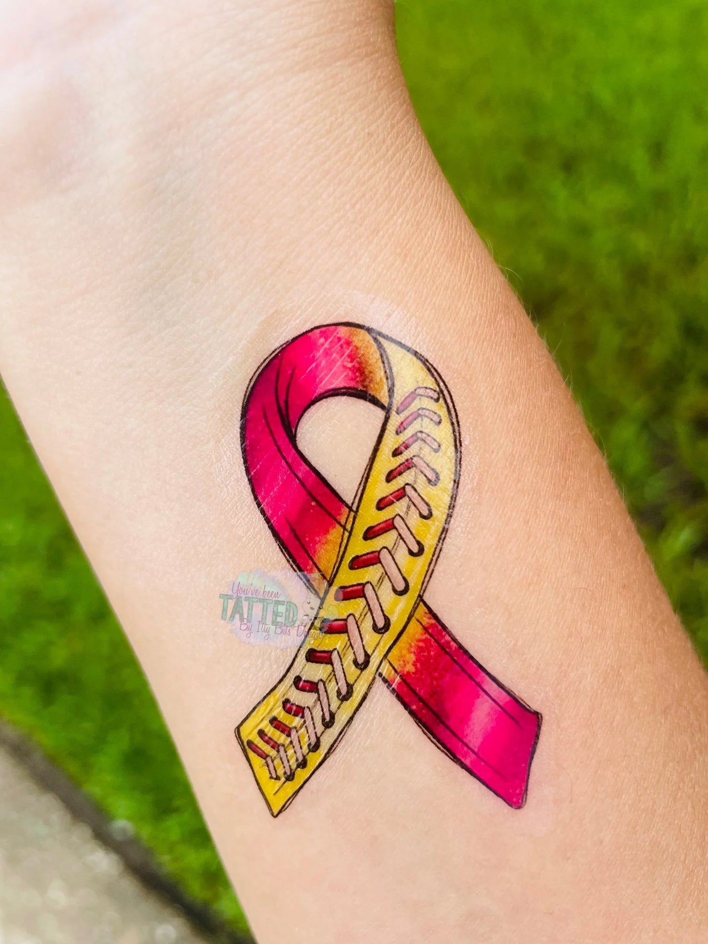 Softball Awareness Ribbon Temporary Tattoos - Sheet of 35
