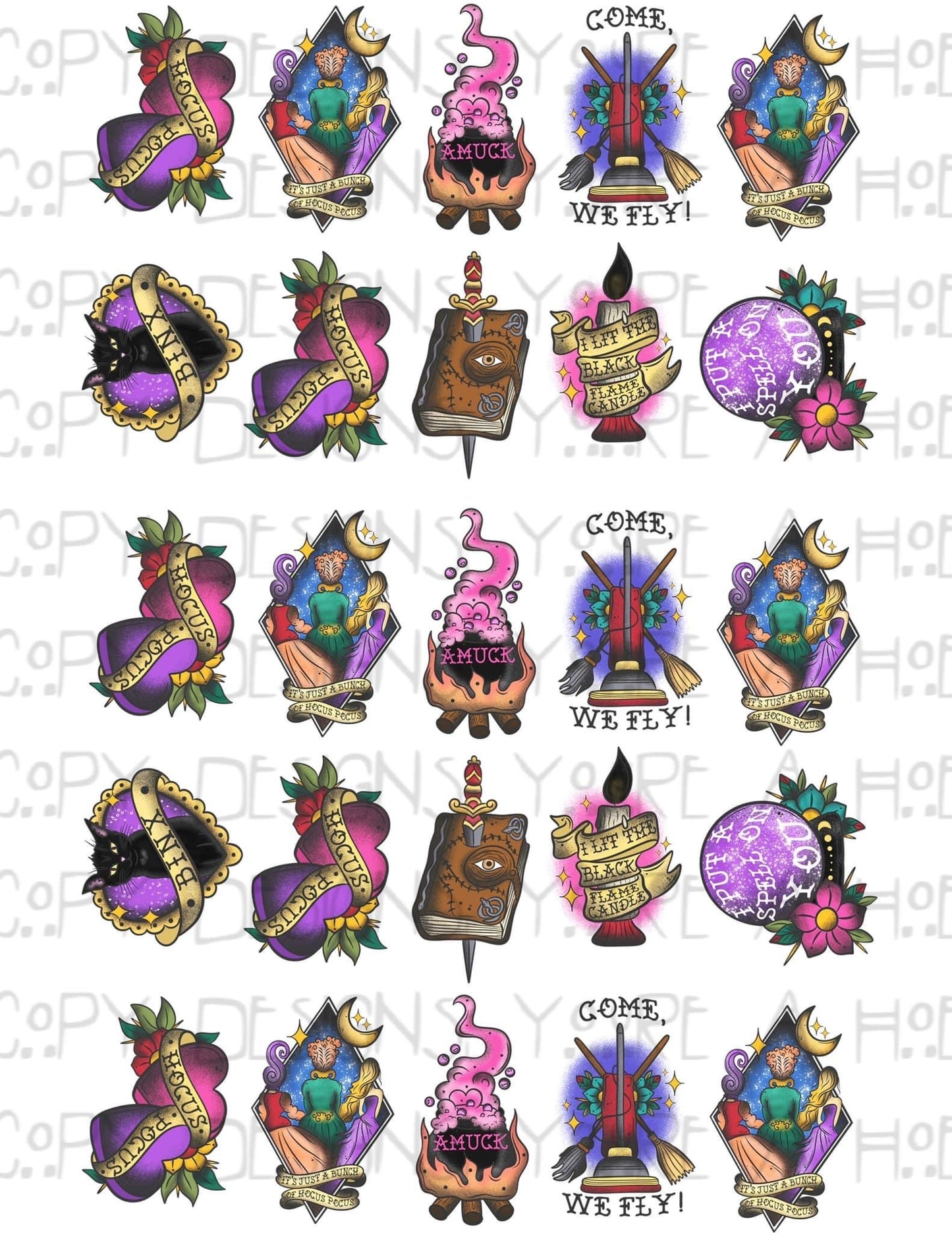 Hocus Pocus Temporary Tattoos