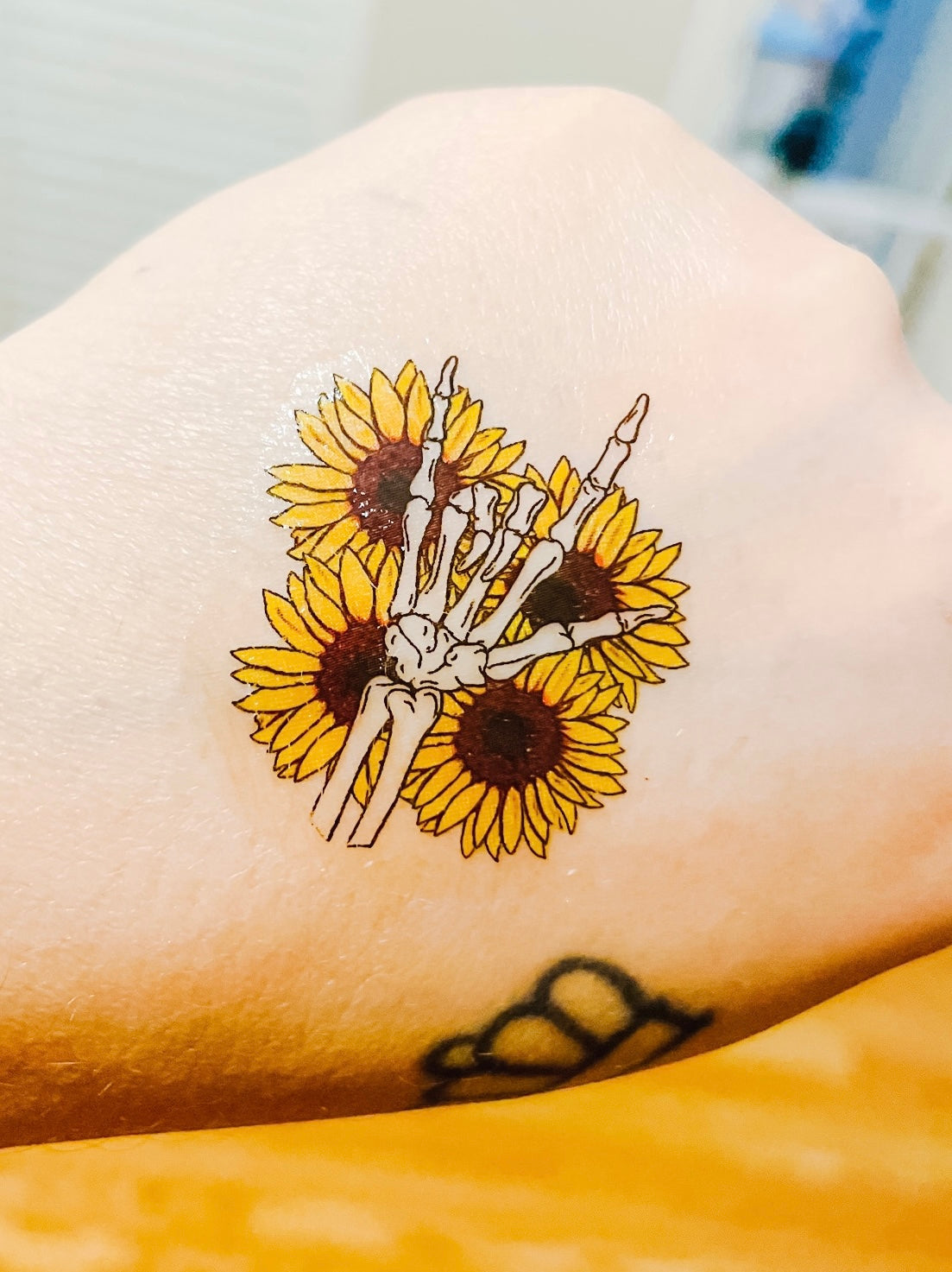 Sunflower Skellie By Sissy’s Doodles Temporary Tattoos