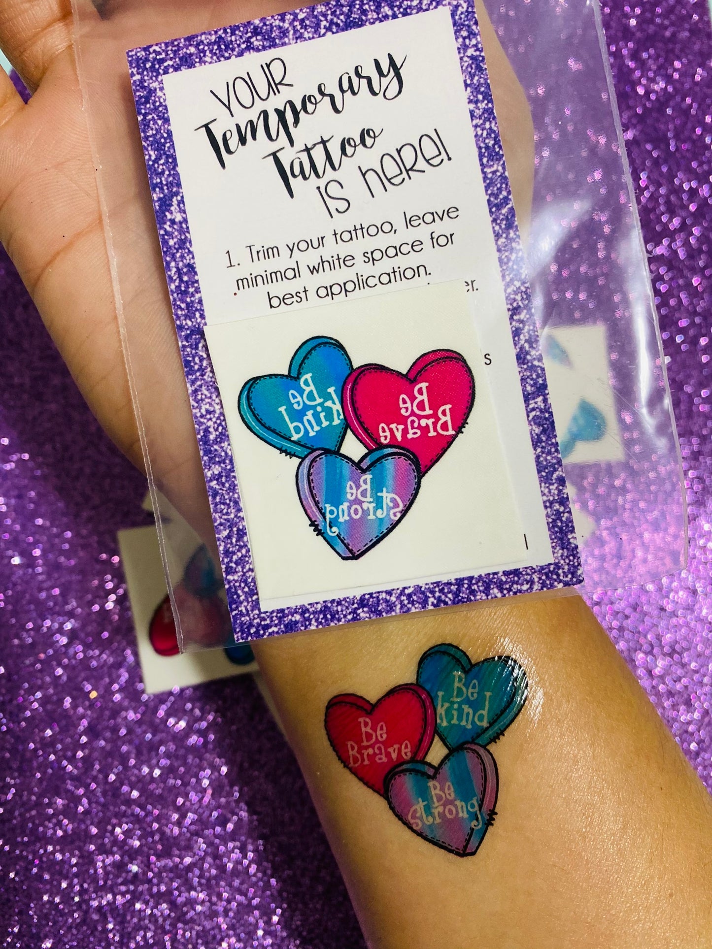 Be Brave Hearts Temporary Tattoos