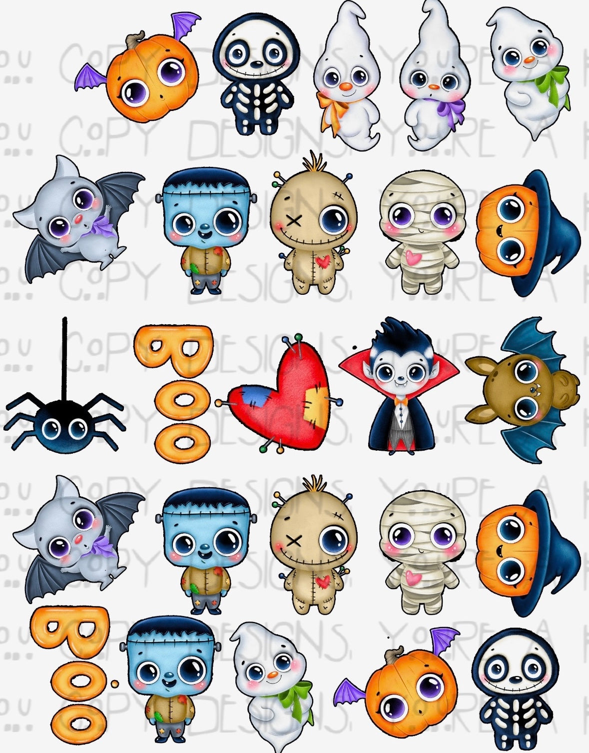 Cute Halloween Mix Temporary Tattoos