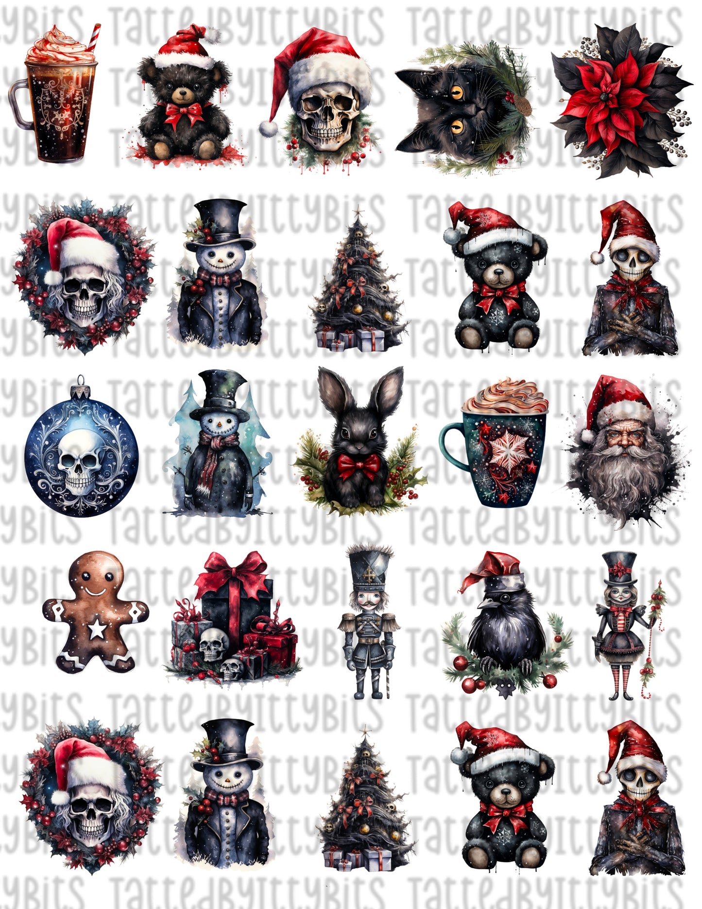 Dark Christmas Mix Temporary Tattoos