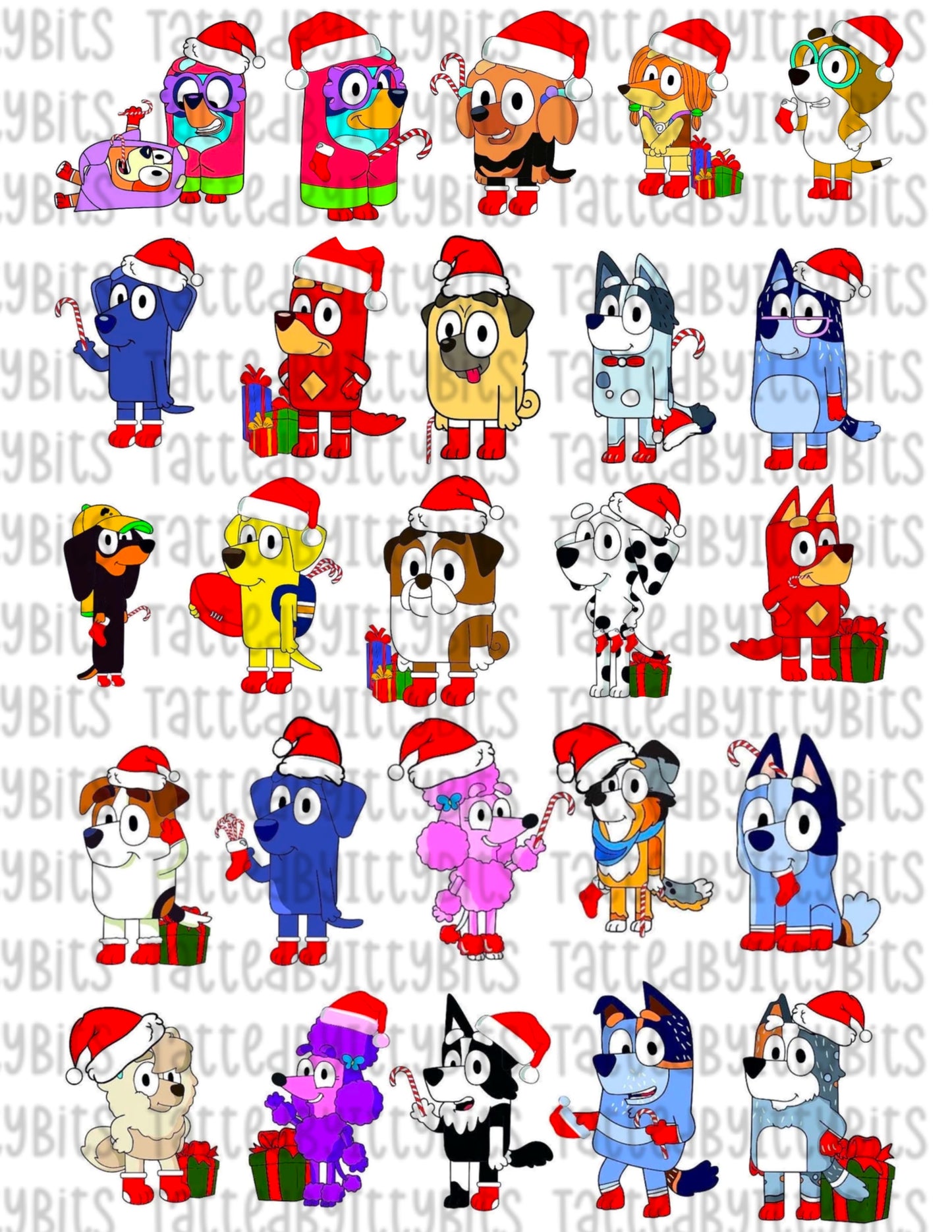 Blue Pup Christmas Mix Temporary Tattoos