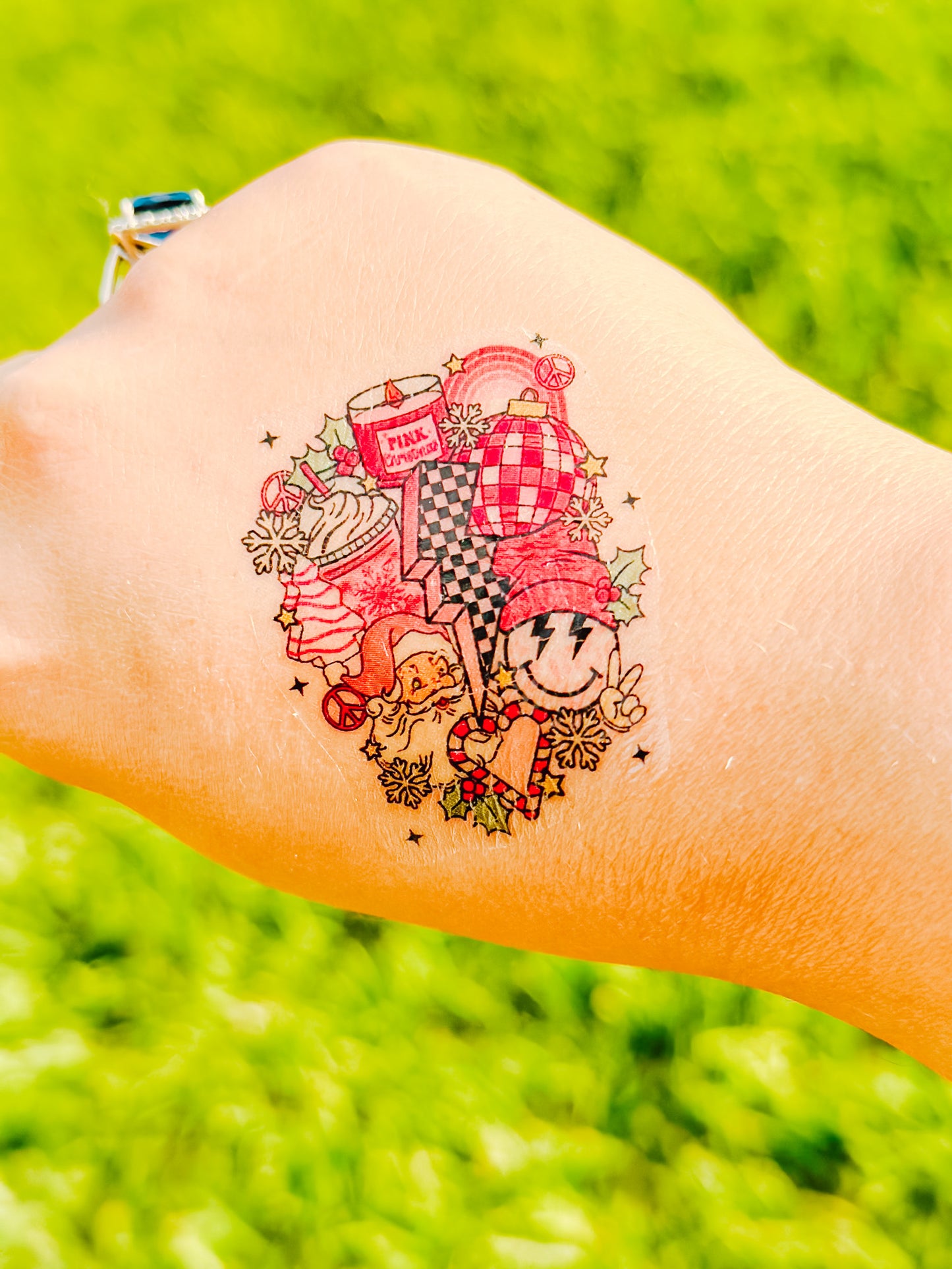 Pink Holiday Temporary Tattoos