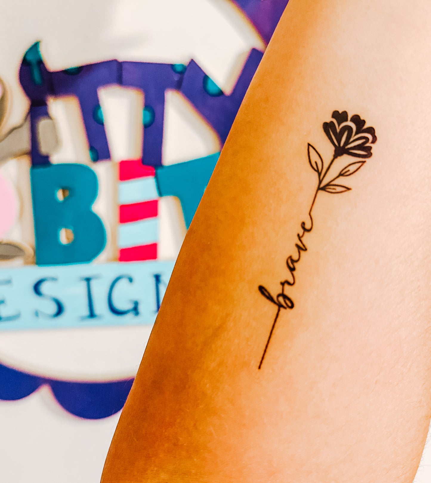 Motivational Stems Florals Temporary Tattoos