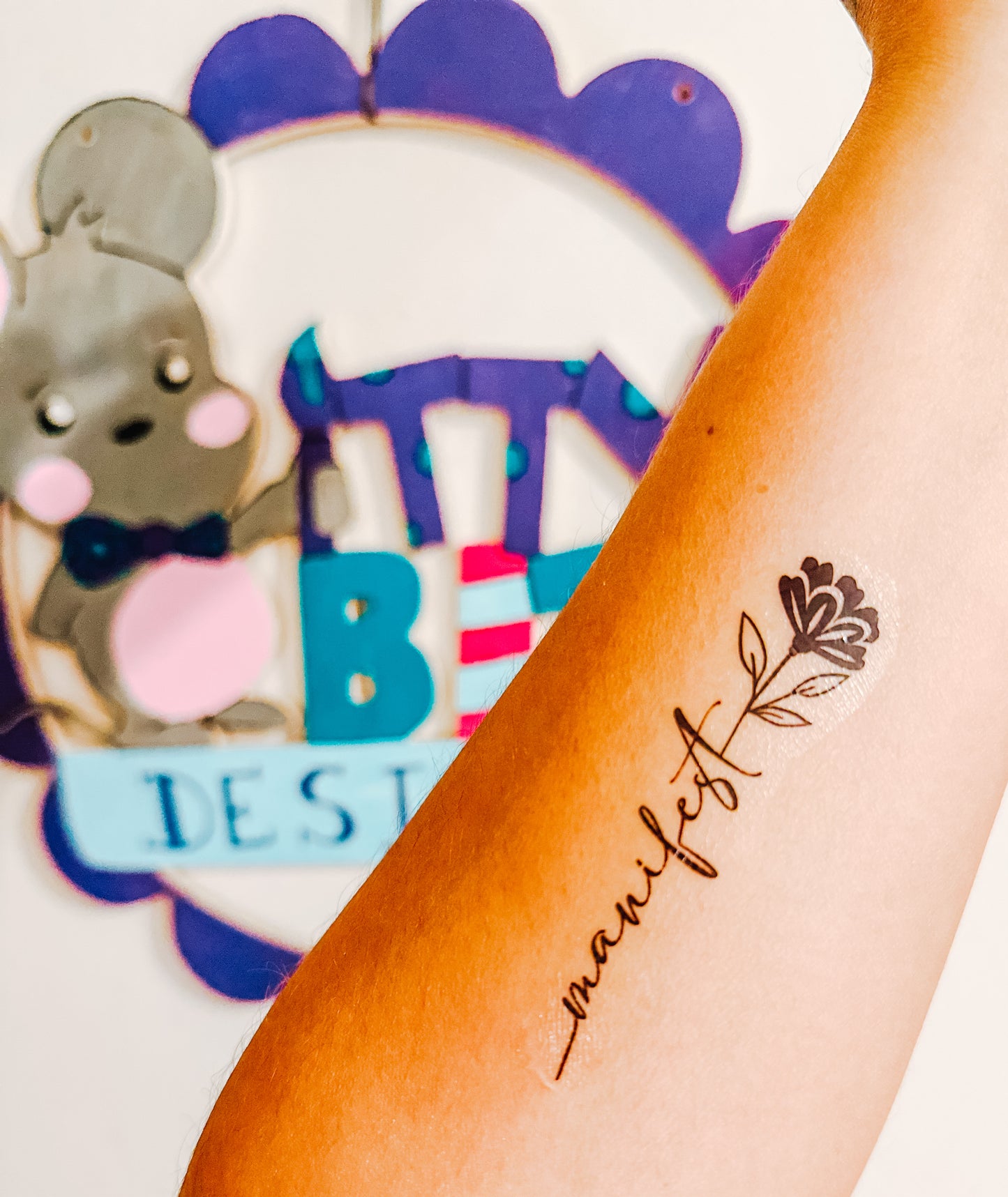 Motivational Stems Florals Temporary Tattoos