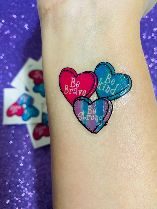 Be Brave Hearts Temporary Tattoos