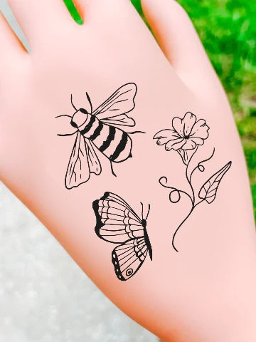 Bugs & Florals Line Art Temporary Tattoos