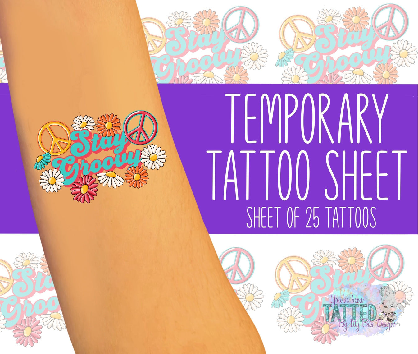 Stay Groovy By ZaraRose Designs Temporary Tattoos