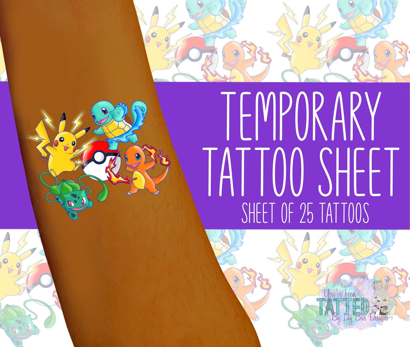 Poke Monsters By ZaraRose Designs Temporary Tattoos