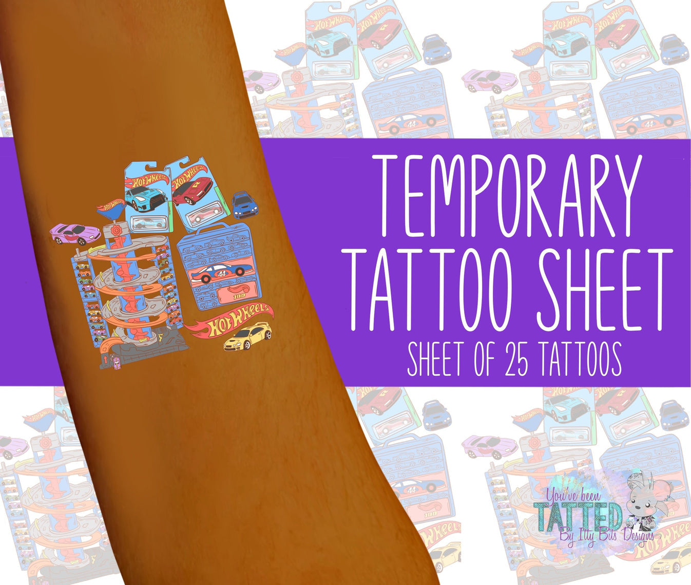 Hot Toy Cars By Pixelcass Temporary Tattoos