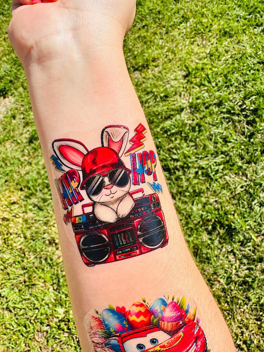 Hip Hop Bunny Temporary Tattoos