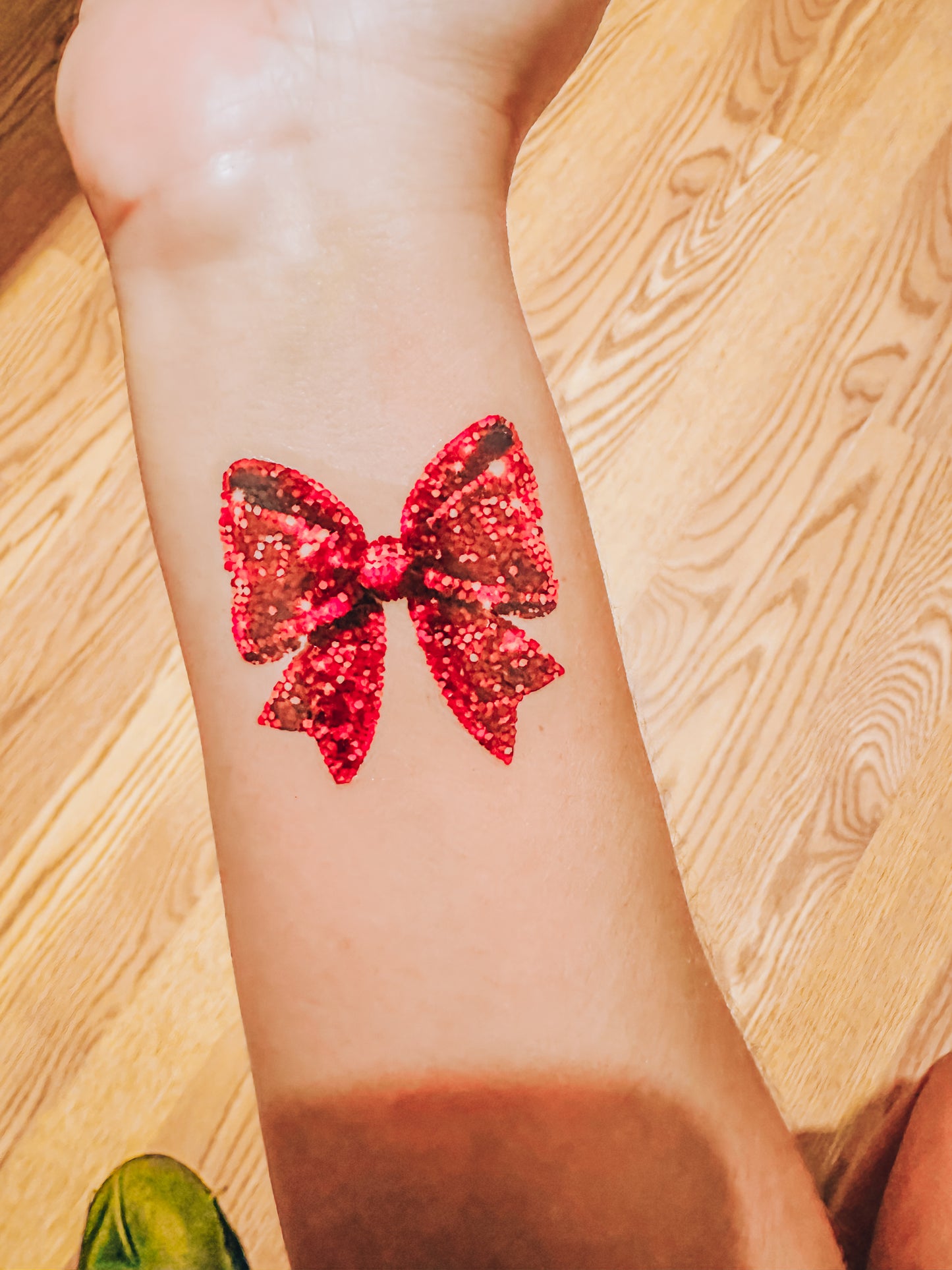 Red Faux Sequin Bow Temporary Tattoos