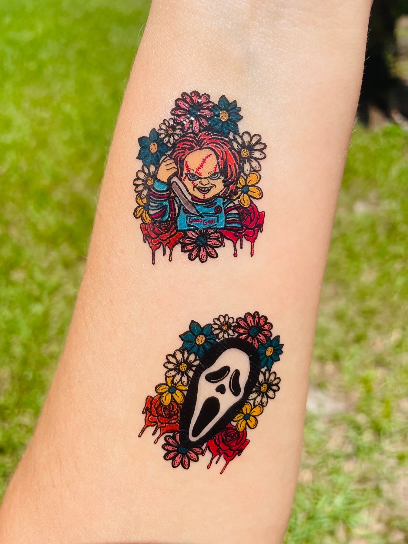 Horror Florals Temporary Tattoos