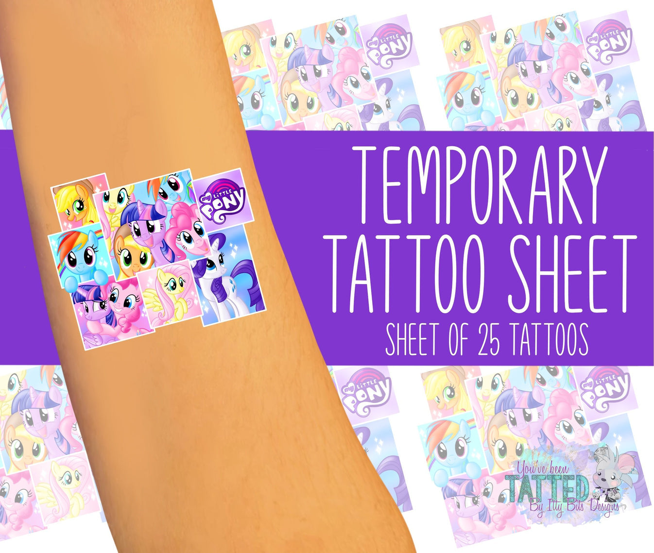 Rainbow Pony By ZaraRose Designs Temporary Tattoos