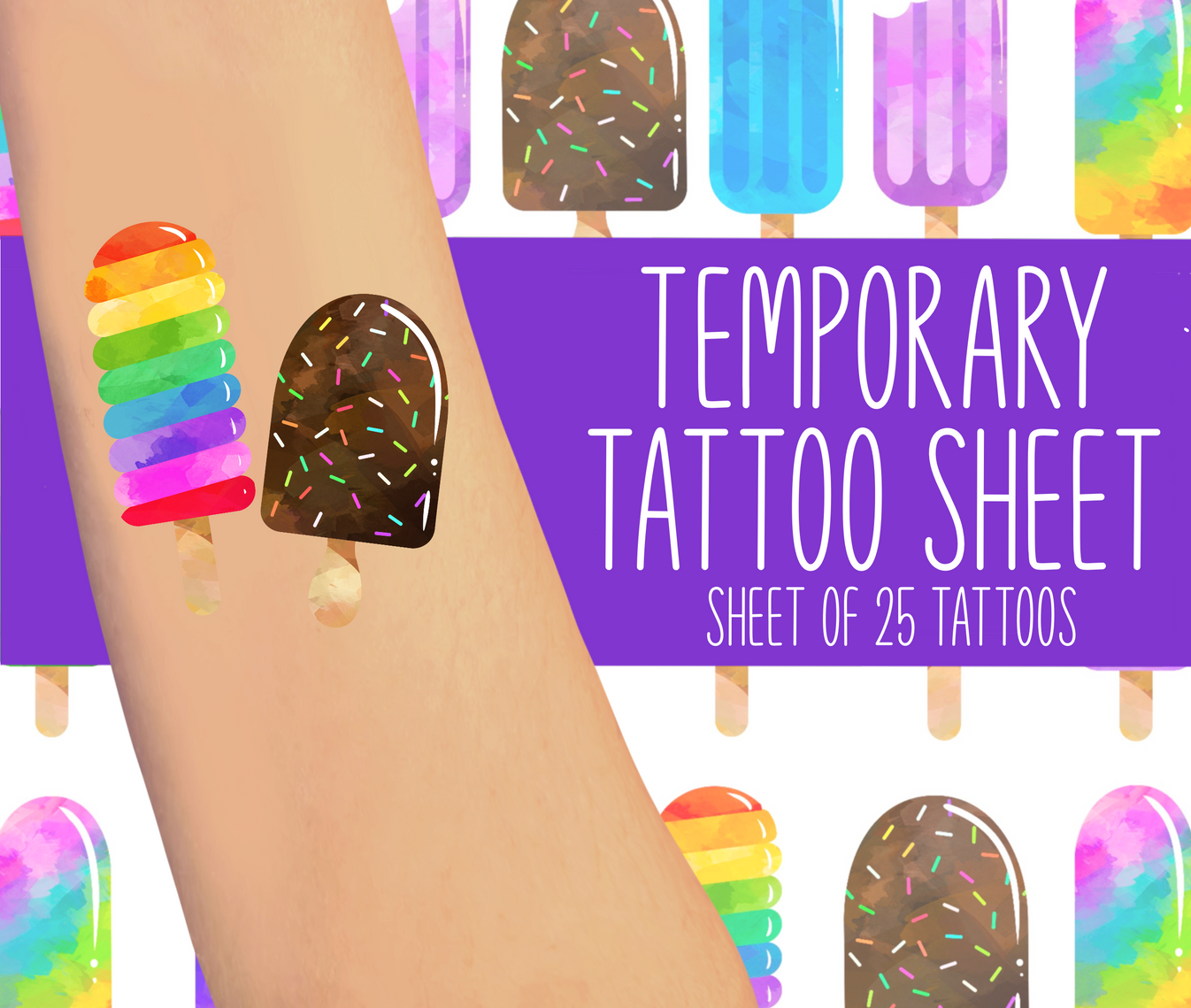Summer Popsicles Temporary Tattoos