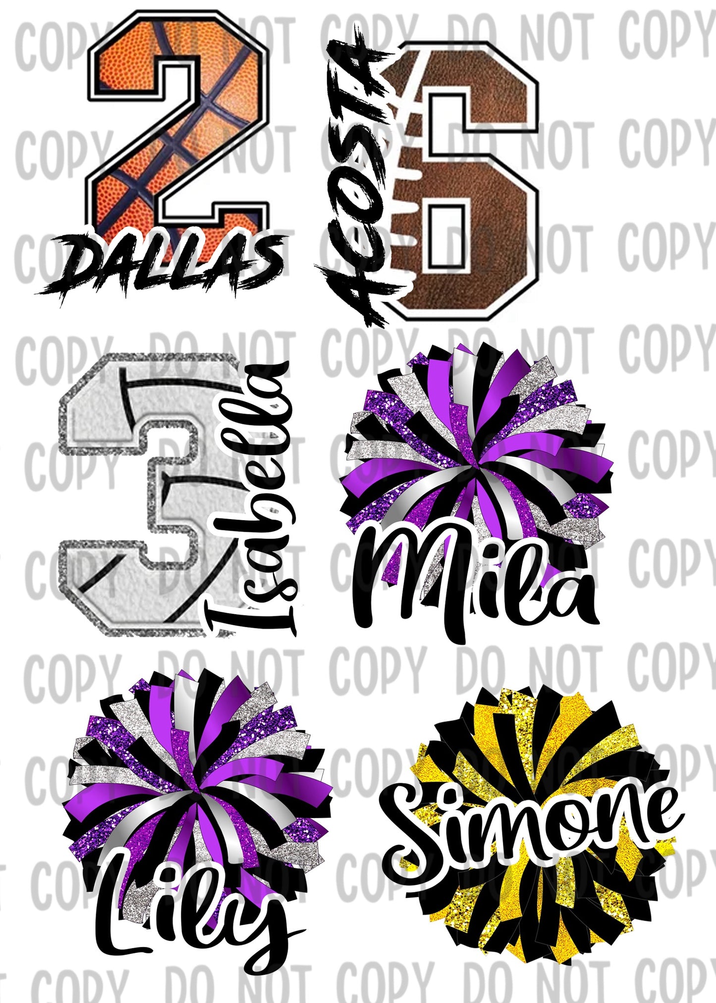 Personalized Team Number Tattoos - Set of 12