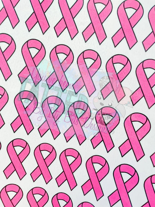 Pink Awareness Ribbon Temporary Tattoos - Sheet of 50