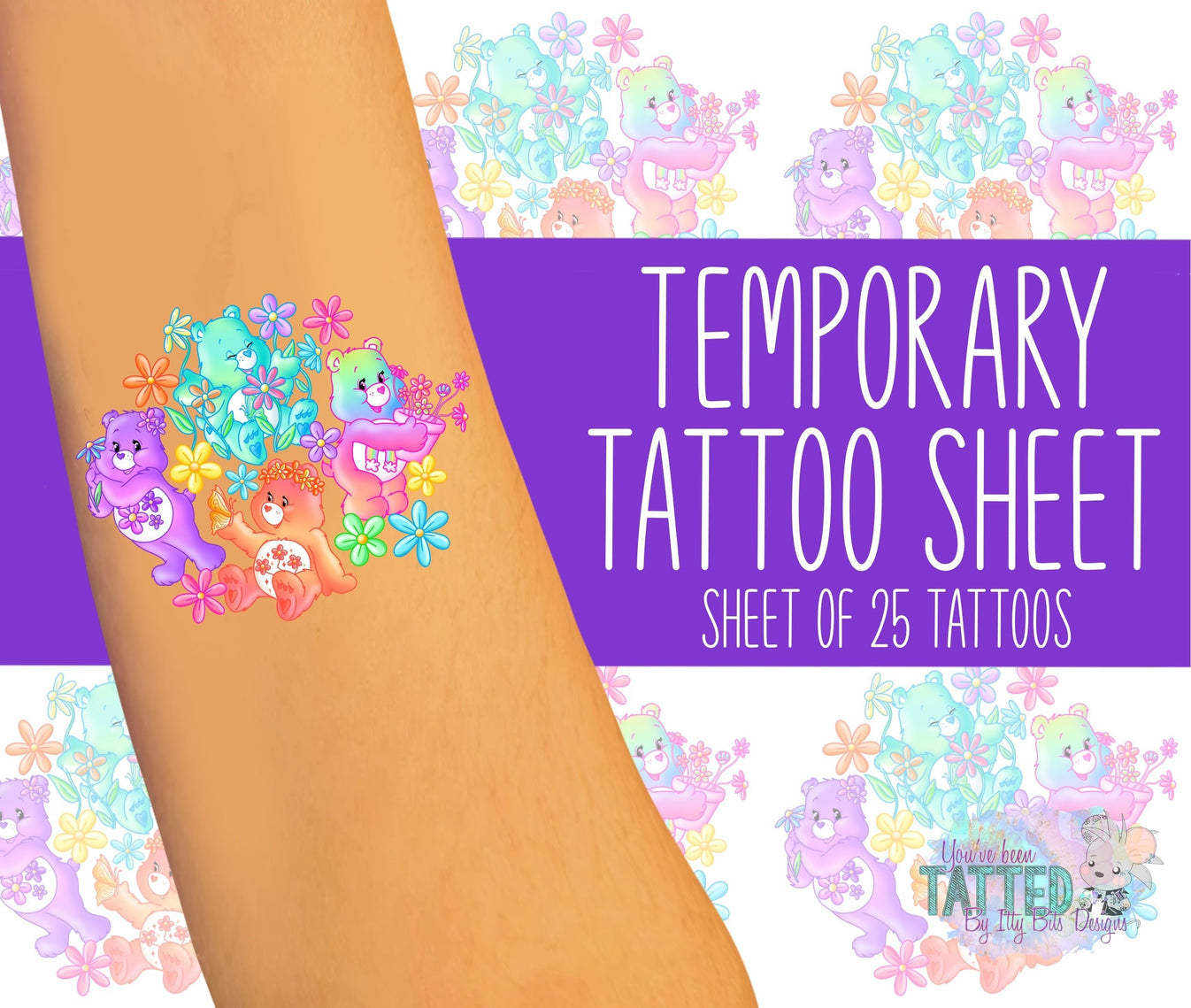 Rainbow Bears By ZaraRose Designs Temporary Tattoos